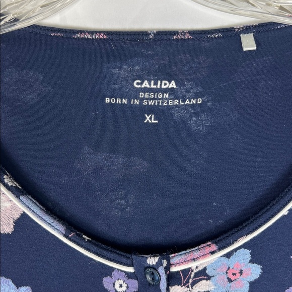 Caldia Switzerland Sz XL Floral Nightgown "Cosy Cotton Nights" Blue - Picture 4 of 10